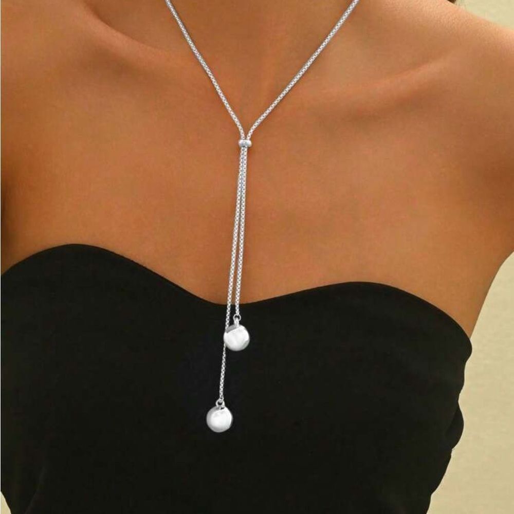 Silver Minimalist Adjustable Long Necklace